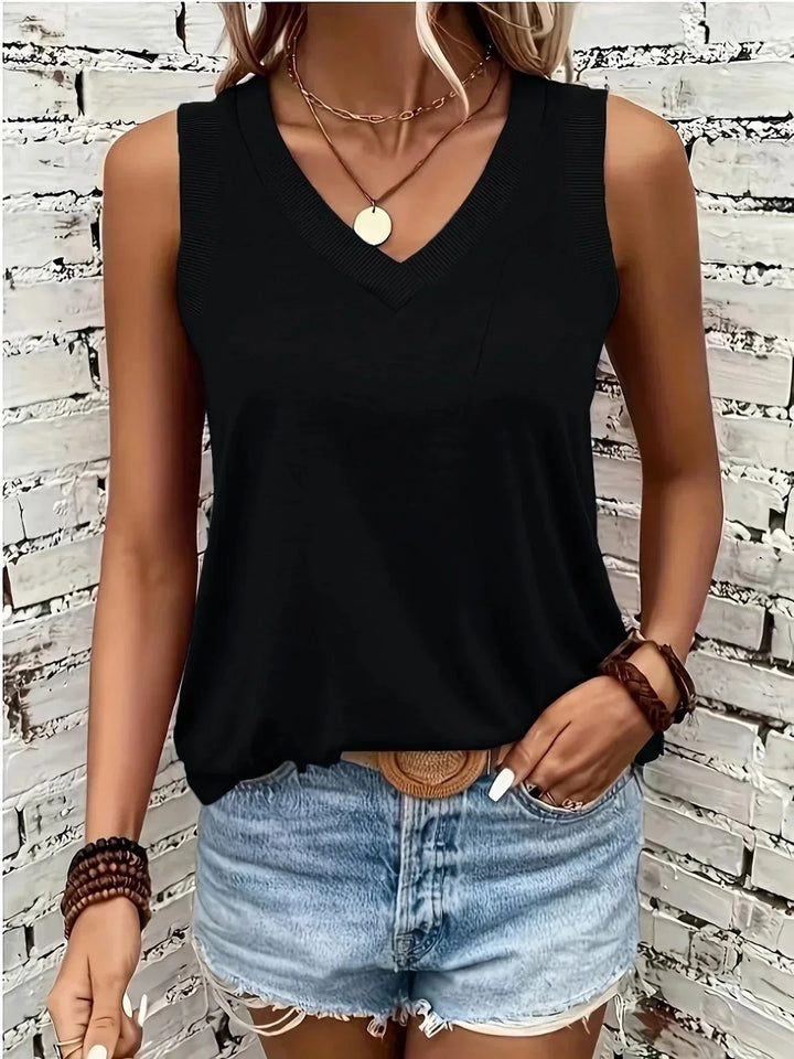 Assila Breathable Cotton V-Neck Top