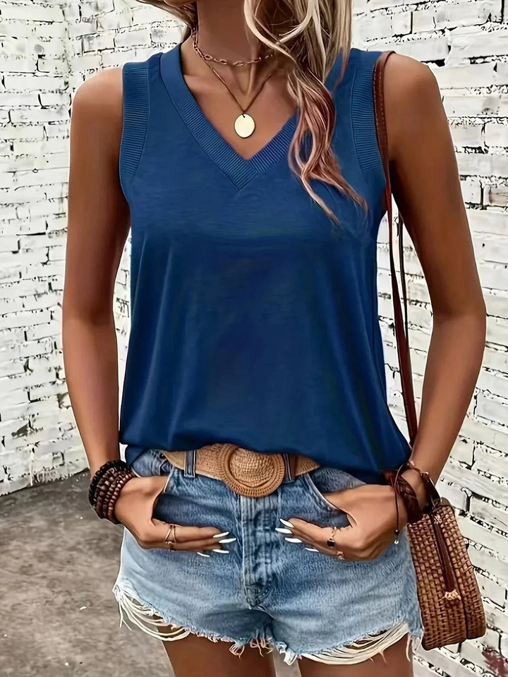 Assila Breathable Cotton V-Neck Top