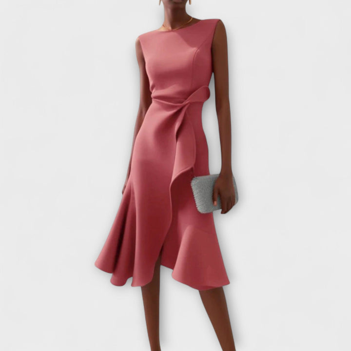 Juliette Draped Asymmetric Midi Dress