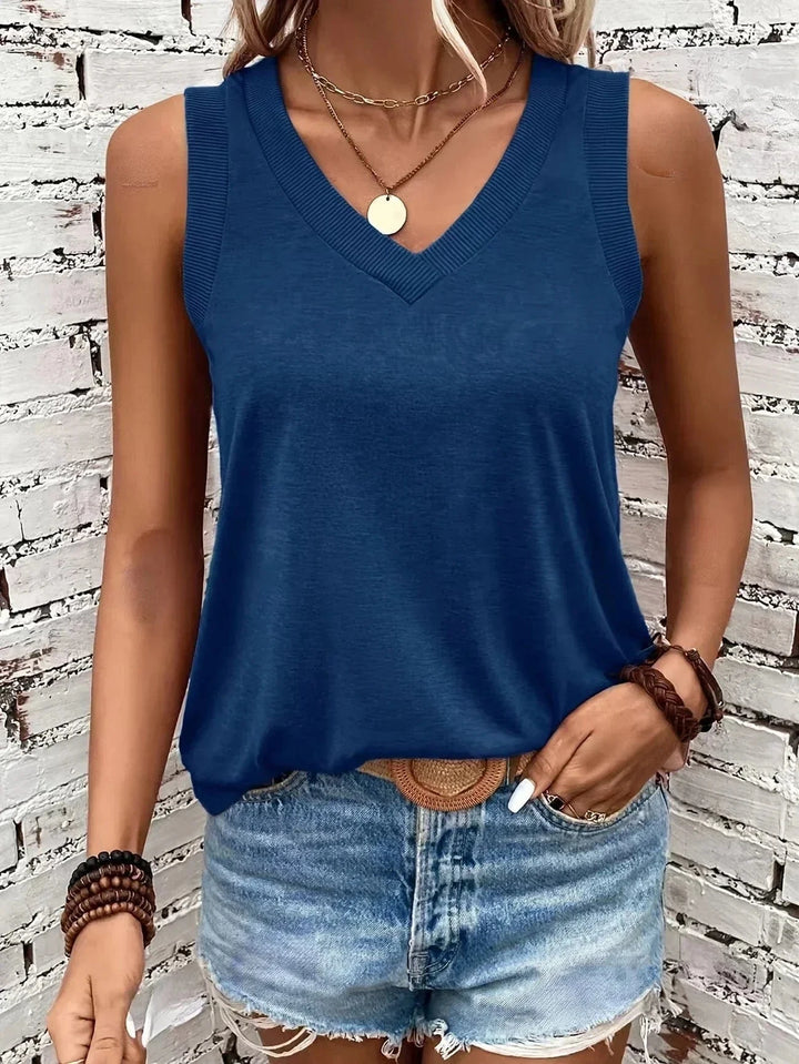 Assila Breathable Cotton V-Neck Top