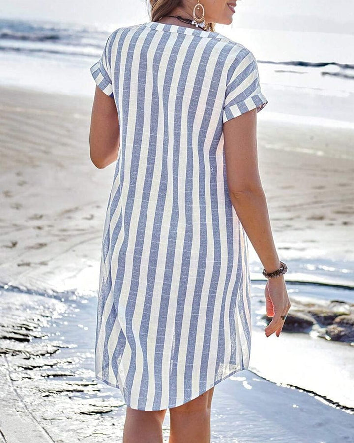 Martine Elegant Striped Shirt Dress
