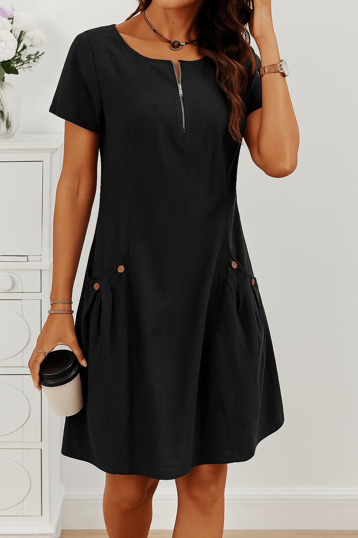 Rudina Summer Dress with Button Details