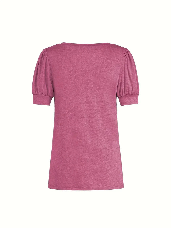 Breathable Cotton T-Shirt with Petal Sleeve