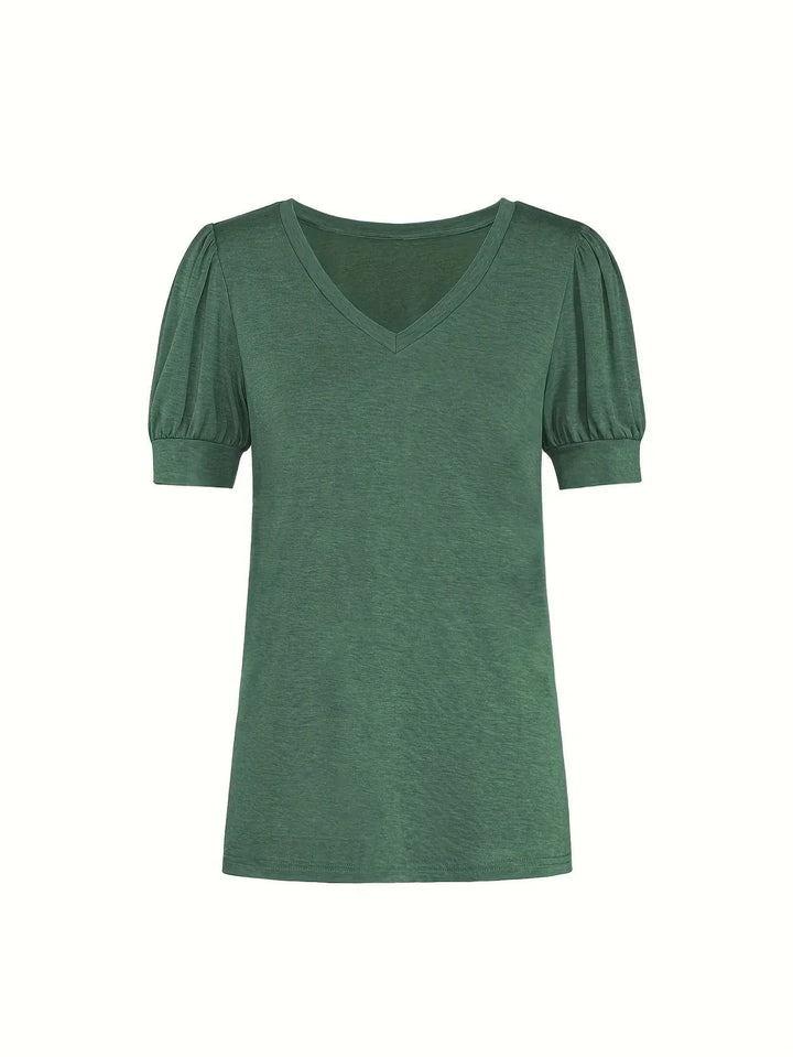 Breathable Cotton T-Shirt with Petal Sleeve