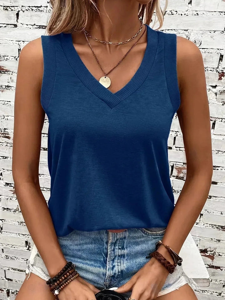 Assila Breathable Cotton V-Neck Top