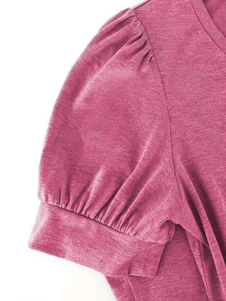 Breathable Cotton T-Shirt with Petal Sleeve