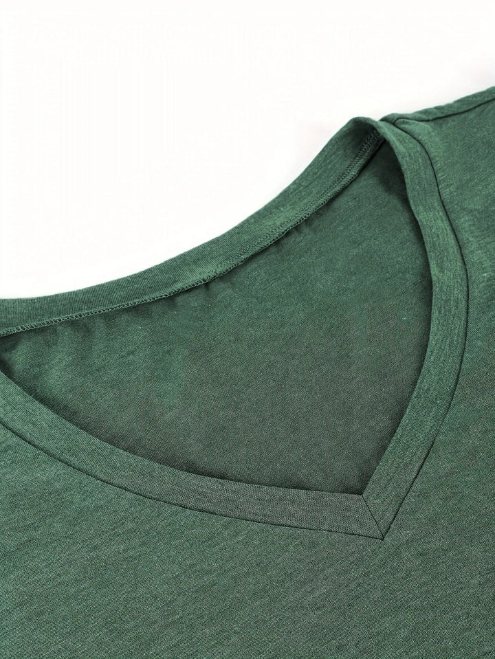 Breathable Cotton T-Shirt with Petal Sleeve