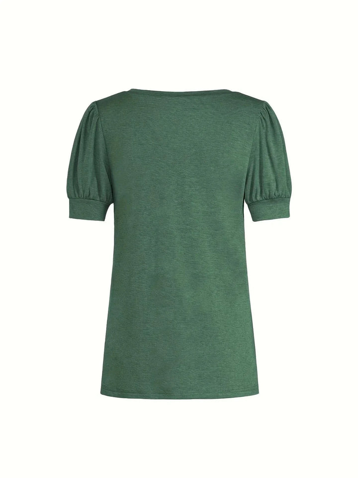 Breathable Cotton T-Shirt with Petal Sleeve