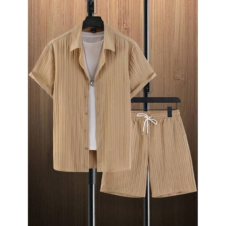 Ronan Ribbed Camp Collar Two Piece Set