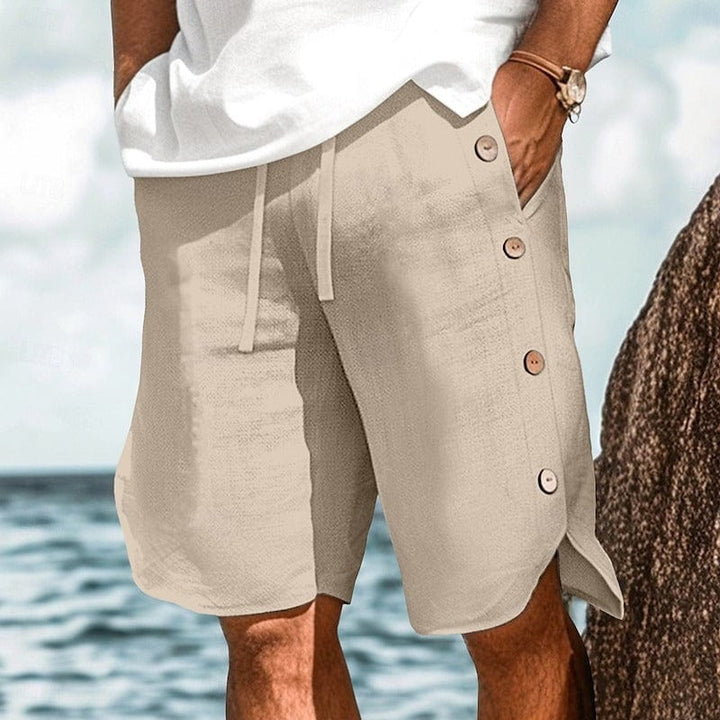 Coastal Ease Mens Linen Cotton Side Button Shorts