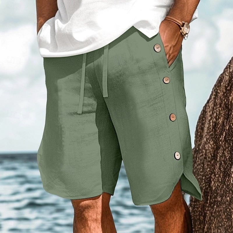 Coastal Ease Mens Linen Cotton Side Button Shorts