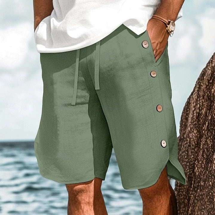 Coastal Ease Mens Linen Cotton Side Button Shorts