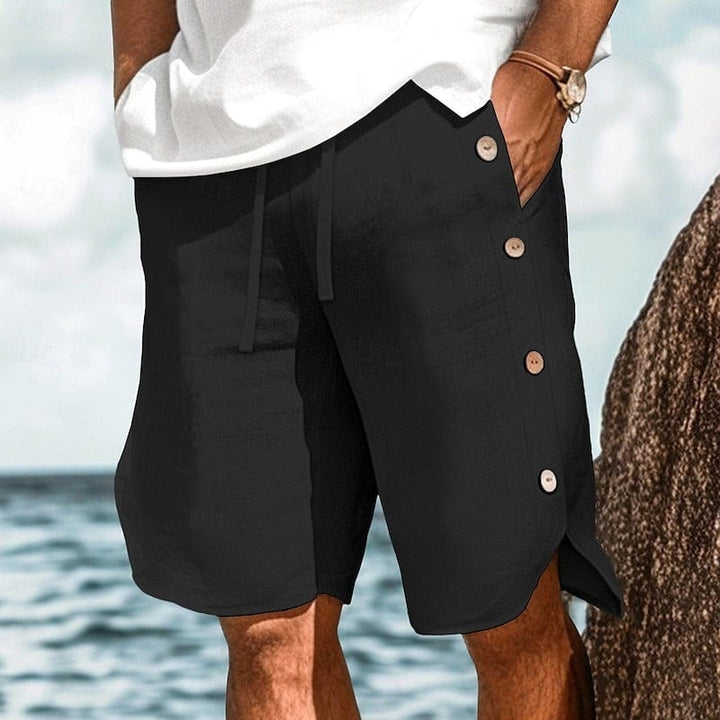 Coastal Ease Mens Linen Cotton Side Button Shorts