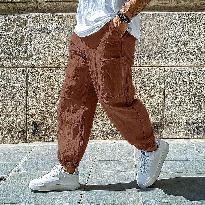 NomadAir Mens Linen Cotton Cargo Jogger Pants