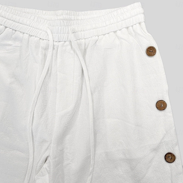 Coastal Ease Mens Linen Cotton Side Button Shorts