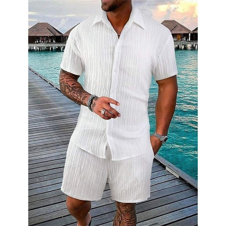 Ronan Ribbed Camp Collar Two Piece Set